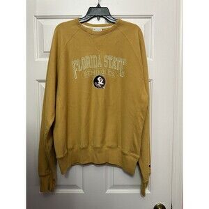 Size M Florida State FSU Seminole Champion Reverse Weave Gold Sweatshirt Crew